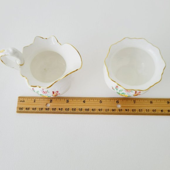 Vintage Aynsley Demitasse Floral 4fl. oz. Footed Creamer & Sugar Bowl, England - Picture 15 of 15
